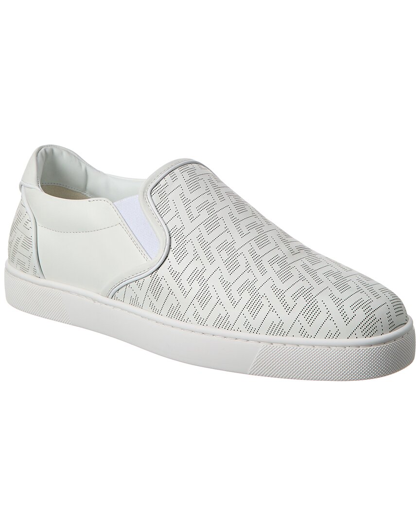 Shop Christian Louboutin F.a.v. Fique A Vontade Leather Slip-on Sneaker In White