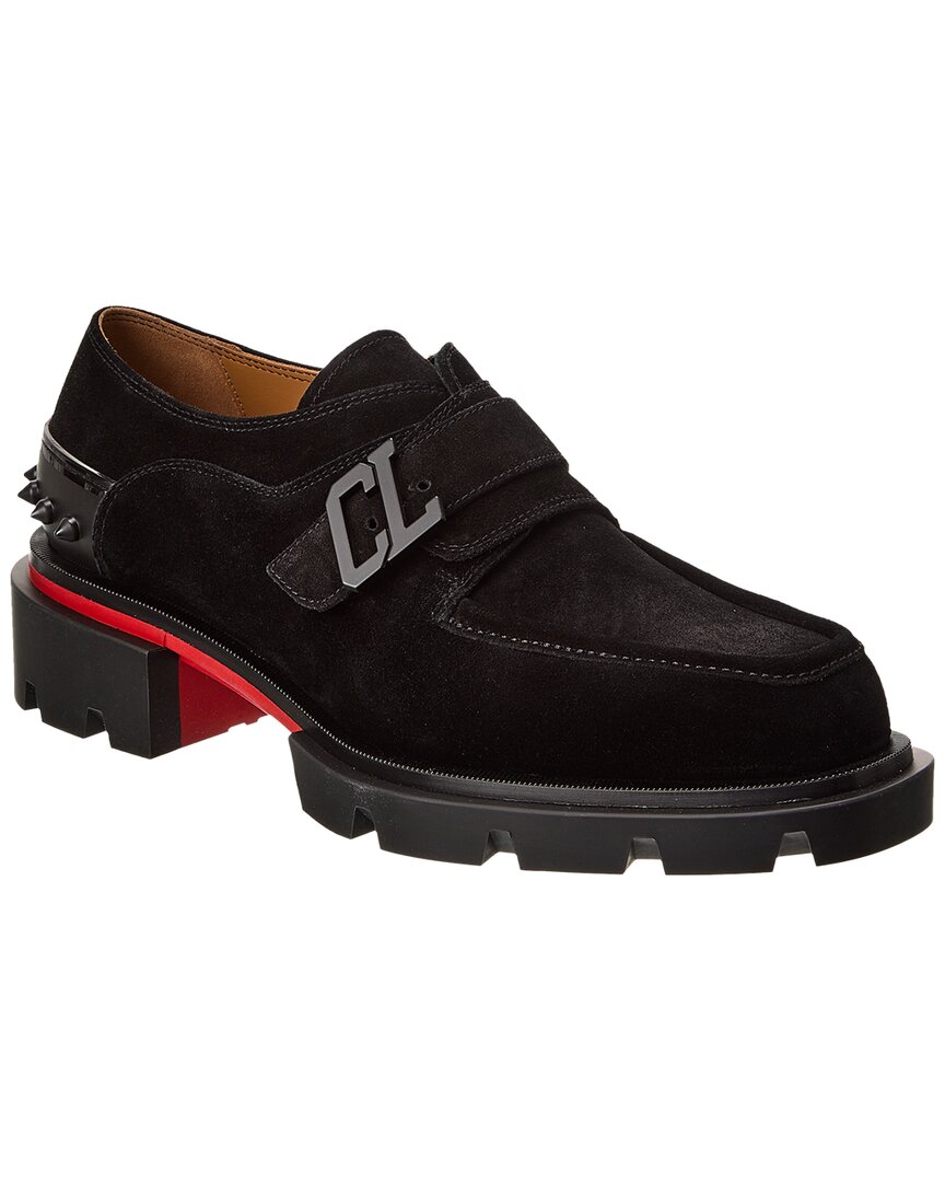 Christian Louboutin Men's Our Georges Suede Loafer - Black - Loafers