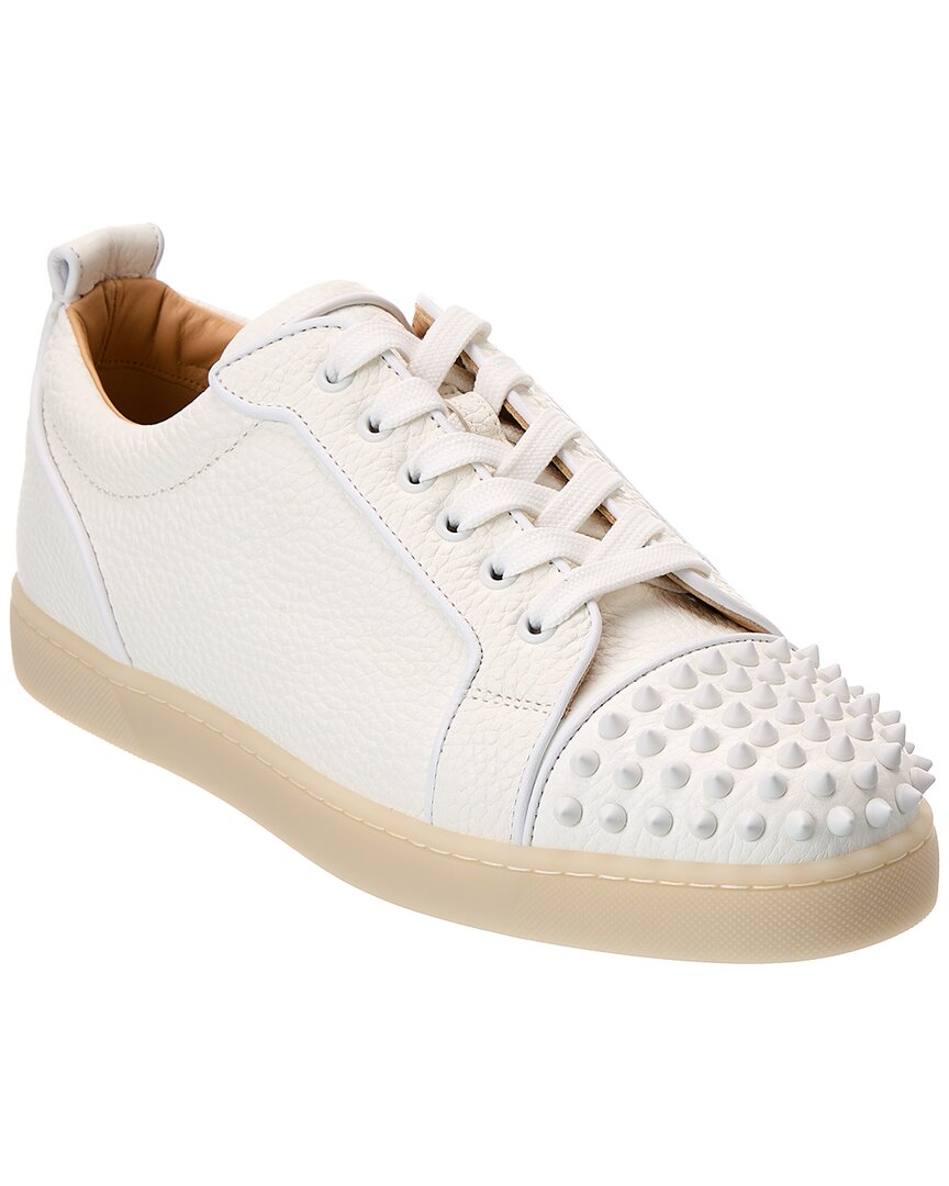 Shop Christian Louboutin Louis Junior Spikes Leather Sneaker In White