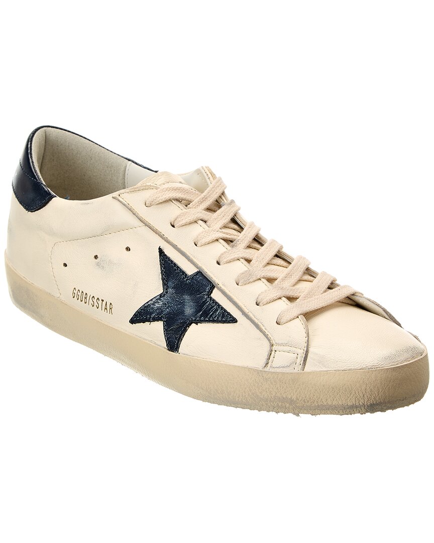 Golden Goose Dark Blue Superstar Sneakers In White