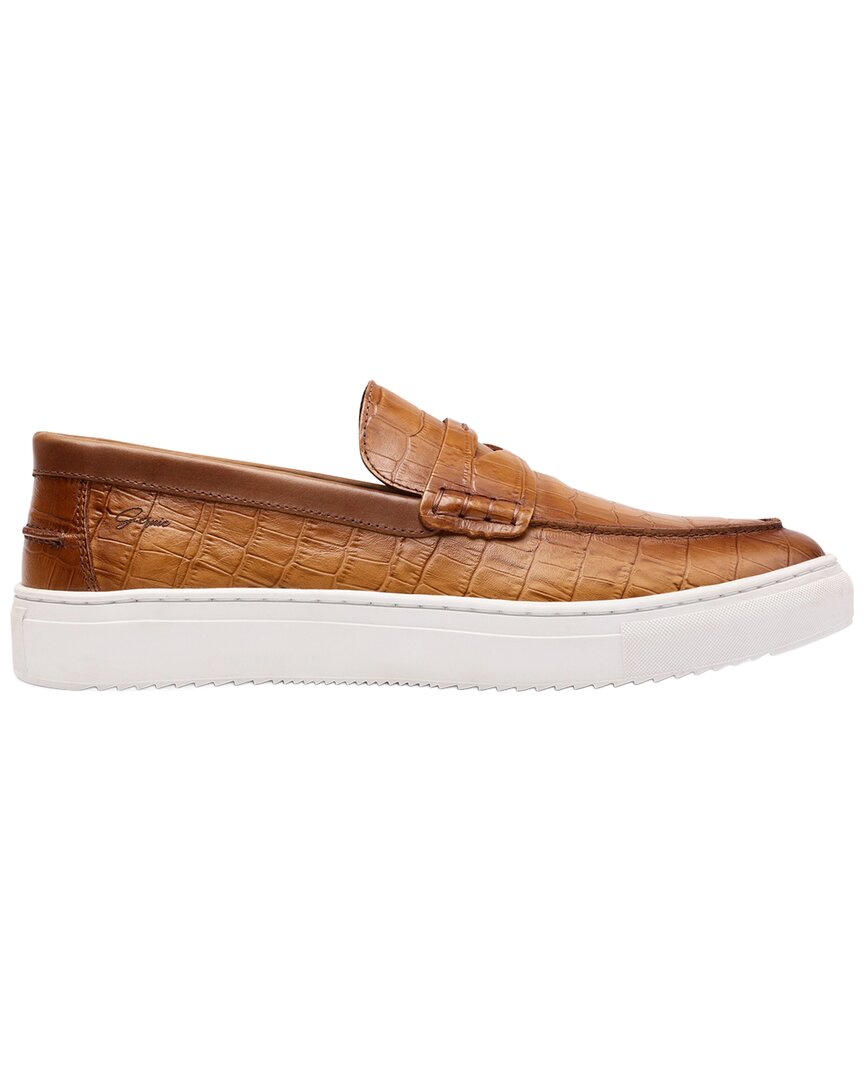Gernie 22's Leather Penny Loafer In Tan Croco