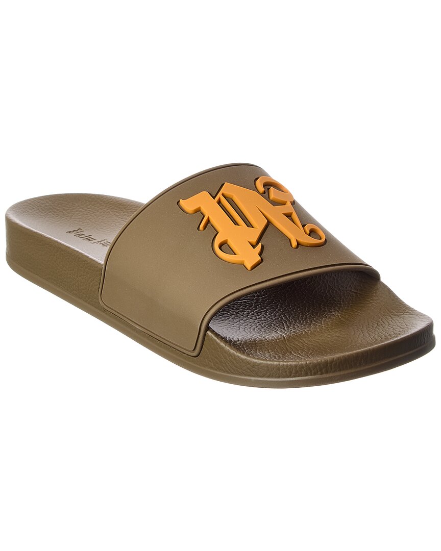 Palm Angels Pa Monogram Pool Slide, Green Palm Angels Pa Monogram Pool Slide, Brown main image 3