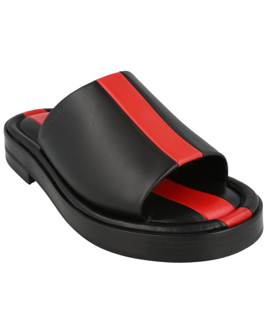 Ferragamo Facundo Leather Slides In Black