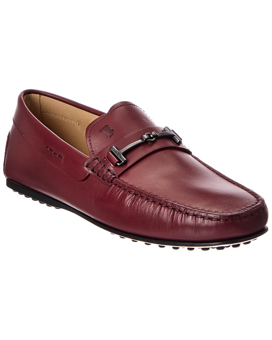 Tod's Tods Double T Fine City Grommet Leather Loafer In Red
