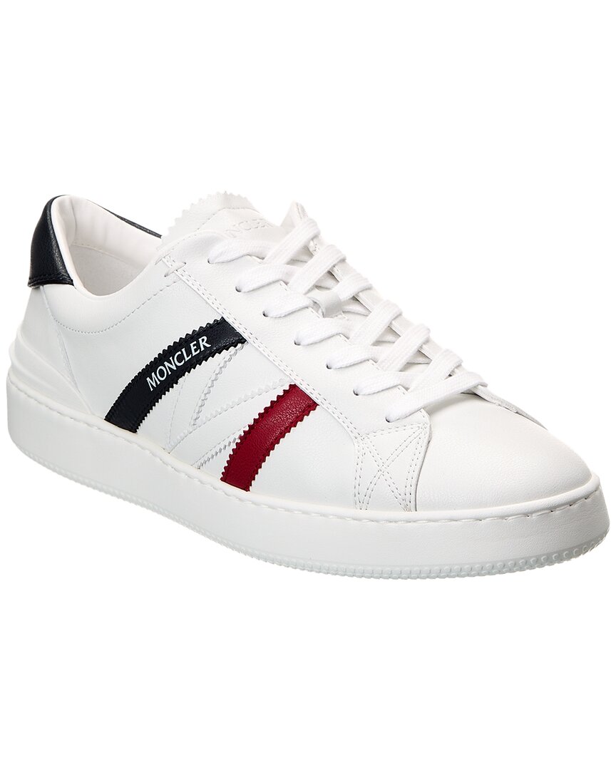 Shop Moncler Monaco Leather Sneaker In White