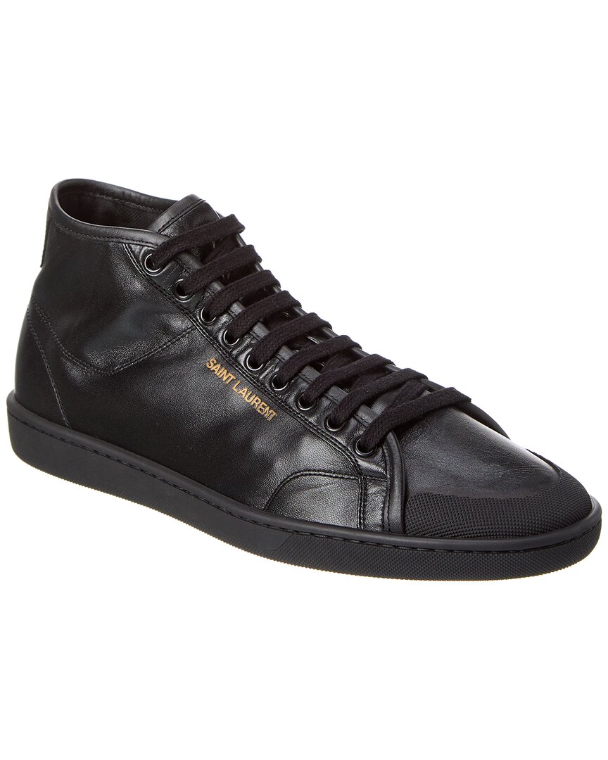 saint laurent court classic sl/39 leather mid-top sneaker