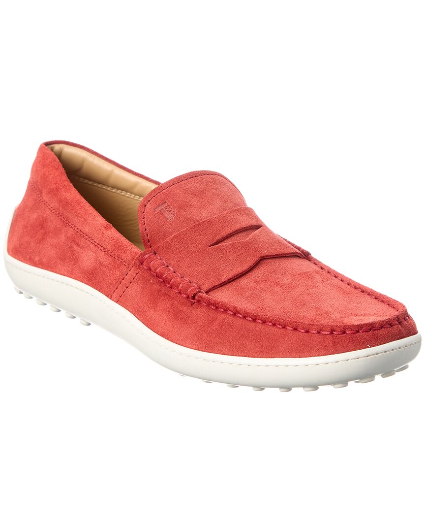 Shop Tod's Suede Loafer In Red