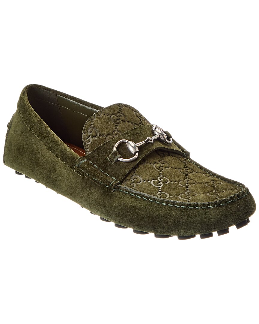 Gucci Byorn Driver Suede Gg Loafers