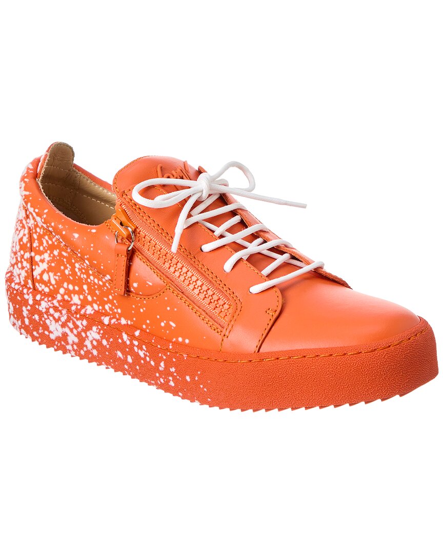Shop Giuseppe Zanotti May London Leather Sneaker In Orange