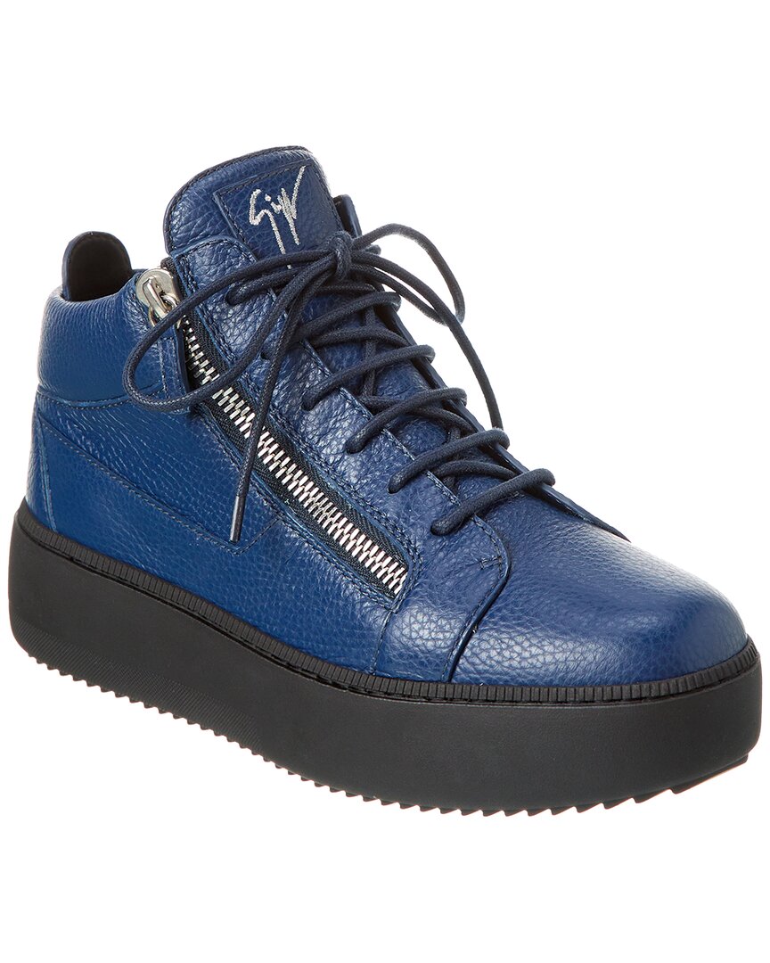 Shop Giuseppe Zanotti Zola May Leather Sneaker In Blue
