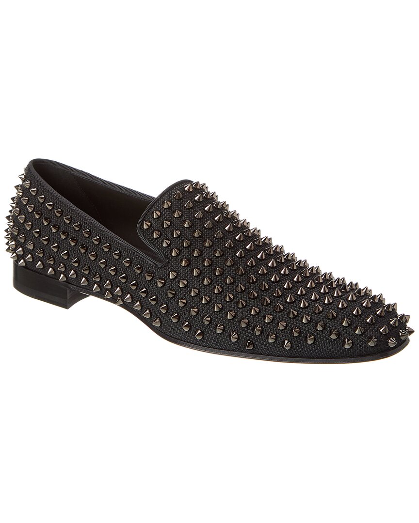 Christian Louboutin Black Suede Rollerboy Spikes Loafers In