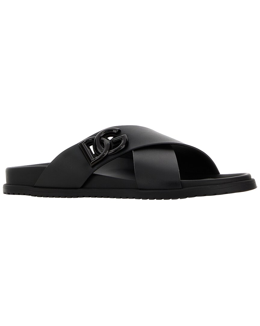 Dolce & Gabbana Leather Slide In Black