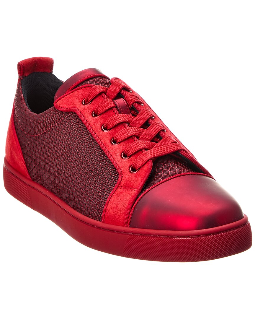 Shop Christian Louboutin Louis Junior Orlato Canvas & Suede Sneaker In Red