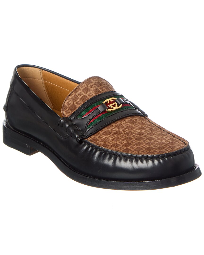 Shop Gucci Interlocking G Suede & Leather Loafer In Brown