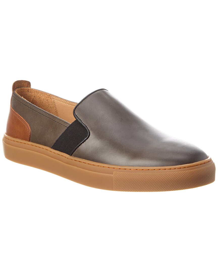 Shop Warfield & Grand Bona Leather Slip-on Sneaker In Brown