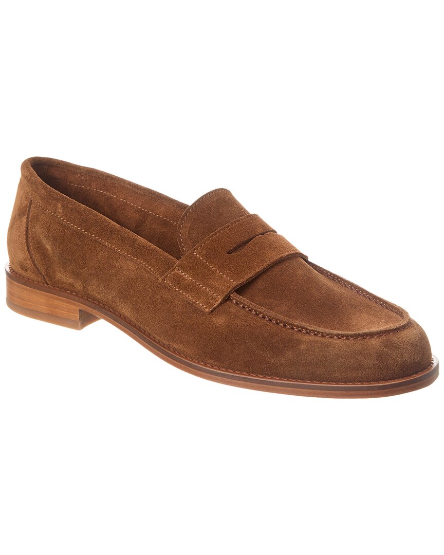 Antonio Maurizi Suede Penny Loafer In Brown