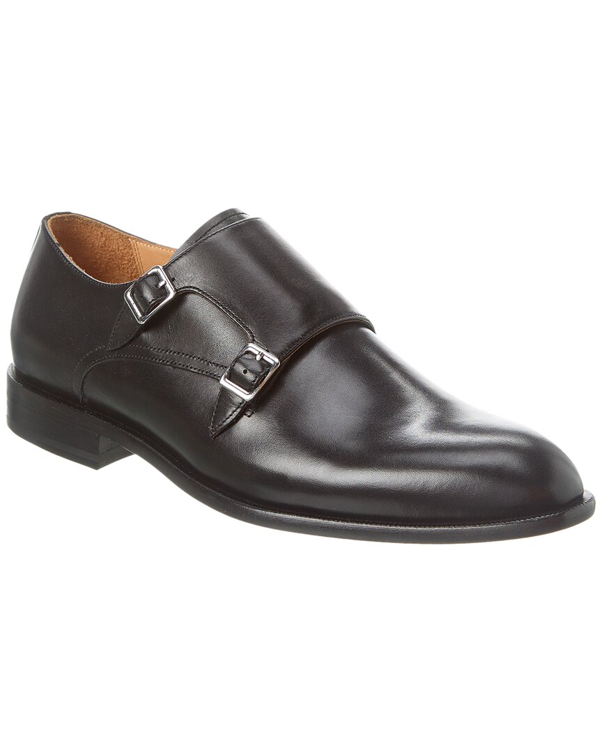 Shop Curatore Double Monk Leather Oxford In Black
