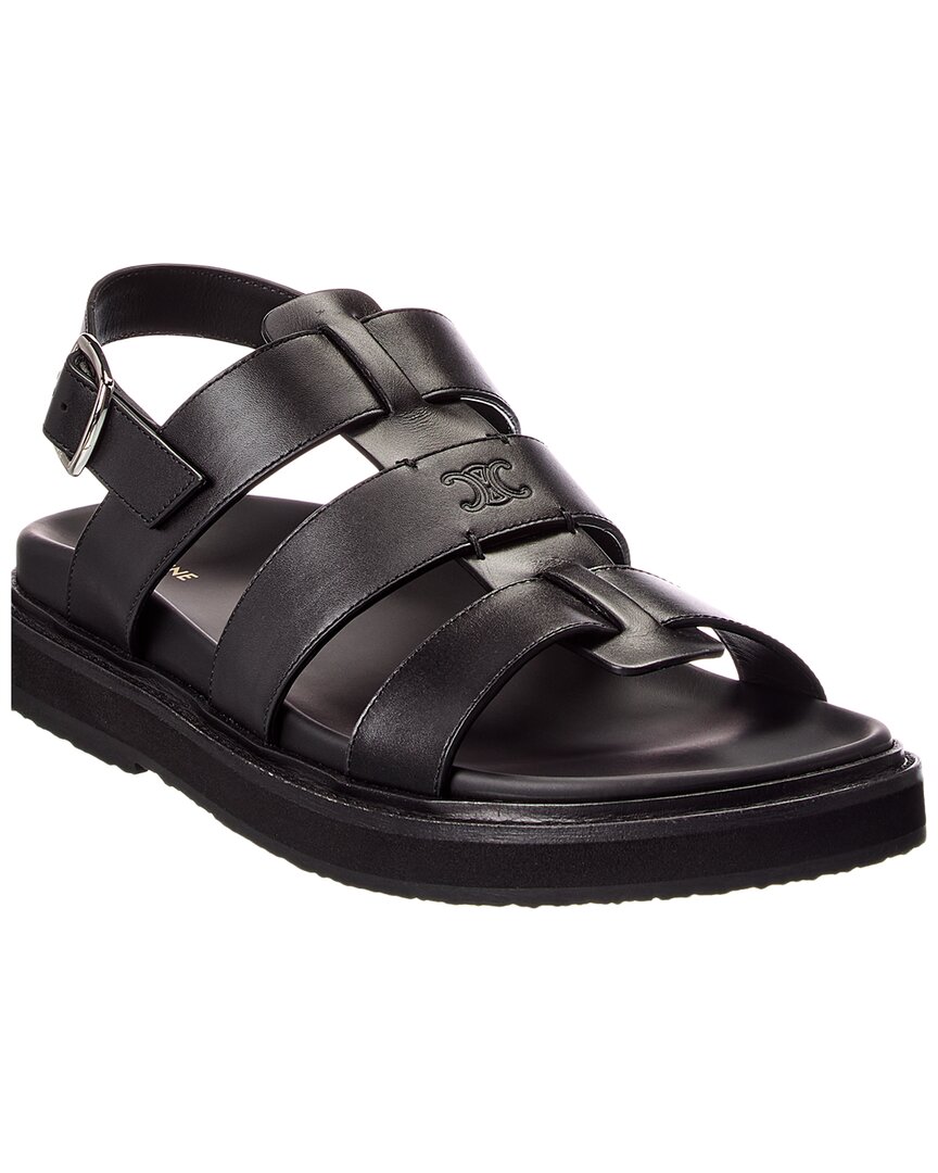 Celine Triomphe Chunky Leather Sandal In Black