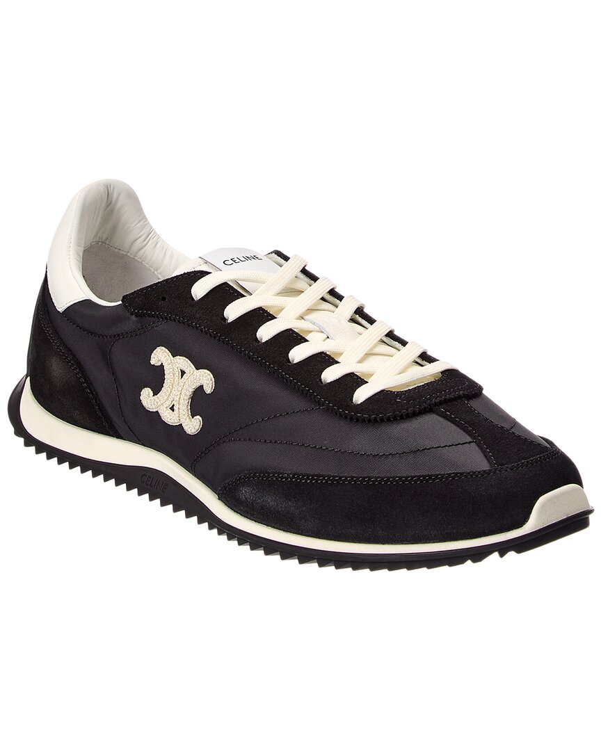 Celine Racer Nylon & Suede Sneaker In Black