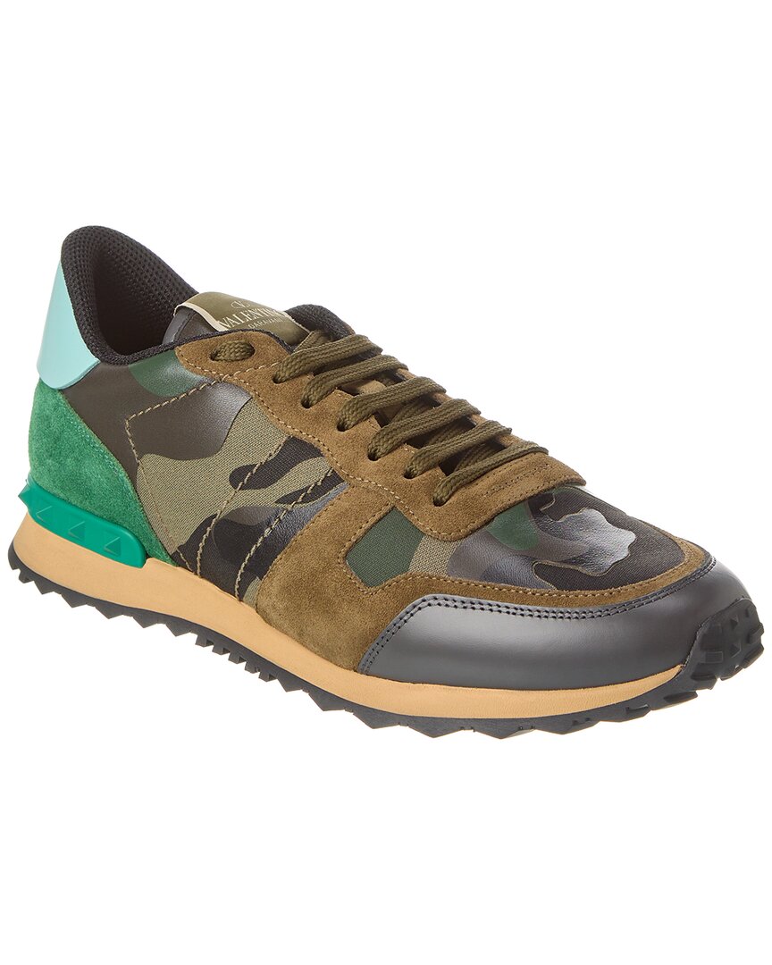 Shop Valentino Leather & Suede Sneaker In Green