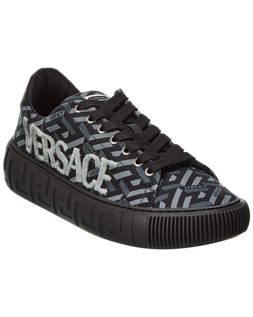 Versace Canvas Sneaker In Black