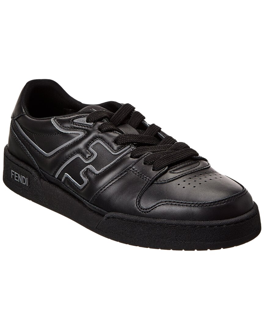 Shop Fendi Match Leather Sneaker In Black