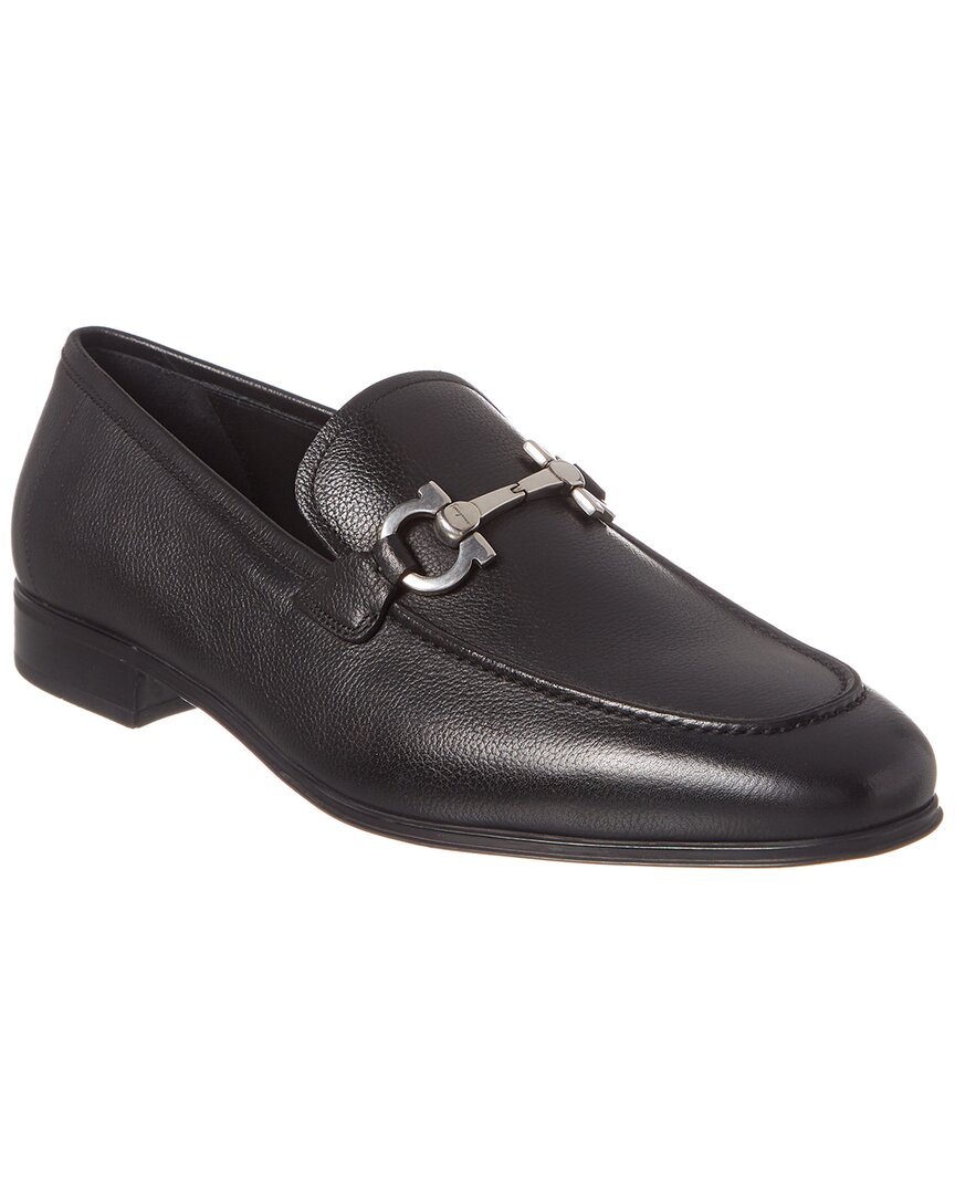 Shop Ferragamo Flori Gancini Bit Leather Loafer In Black