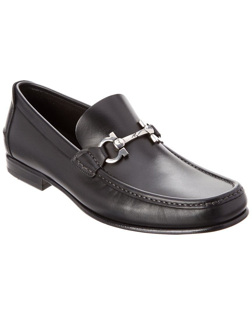 Shop Ferragamo Gancini Bit Leather Loafer In Black