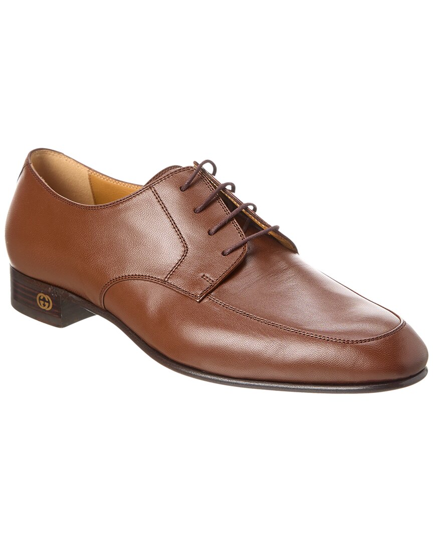Shop Gucci Leather Oxford In Brown