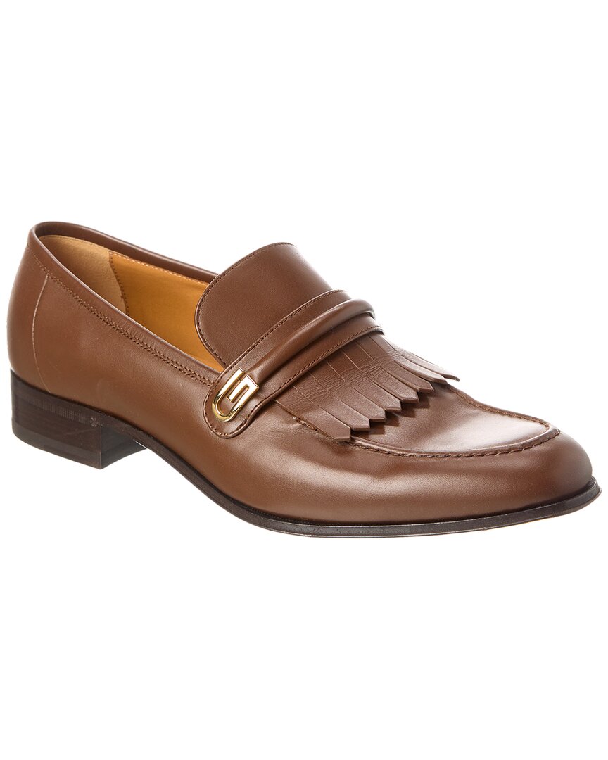 Shop Gucci Leather Loafer In Brown