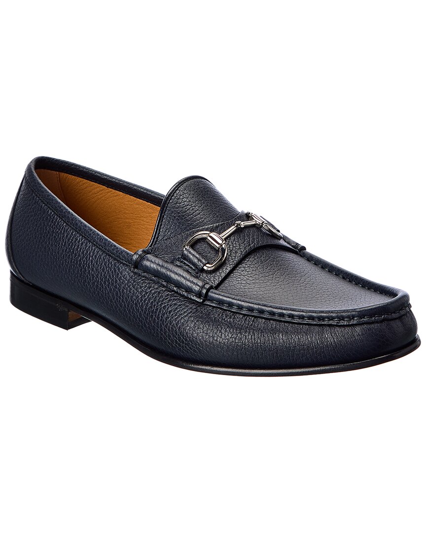 Shop Gucci Horsebit Leather Loafer In Blue