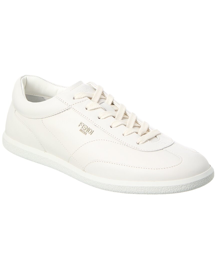 Shop Fendi Light Leather Sneaker In White