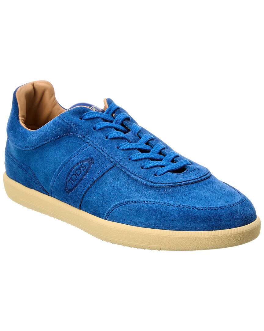 Shop Tod's Suede Sneaker In Blue