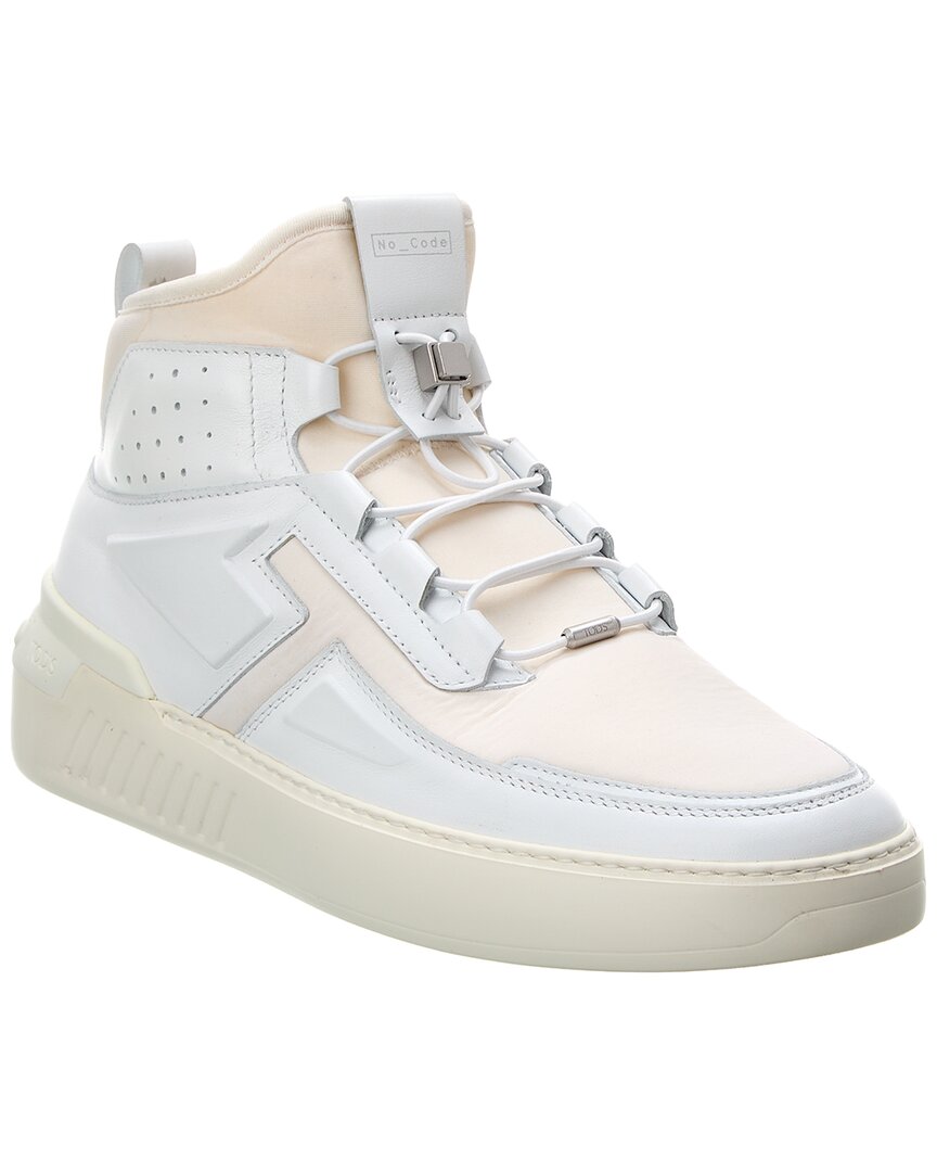 Shop Tod's X No_code Leather High-top Sneaker In White