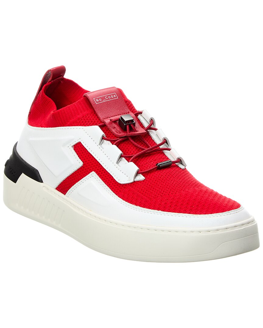 Shop Tod's X No_code Knit & Leather Sneaker In Red
