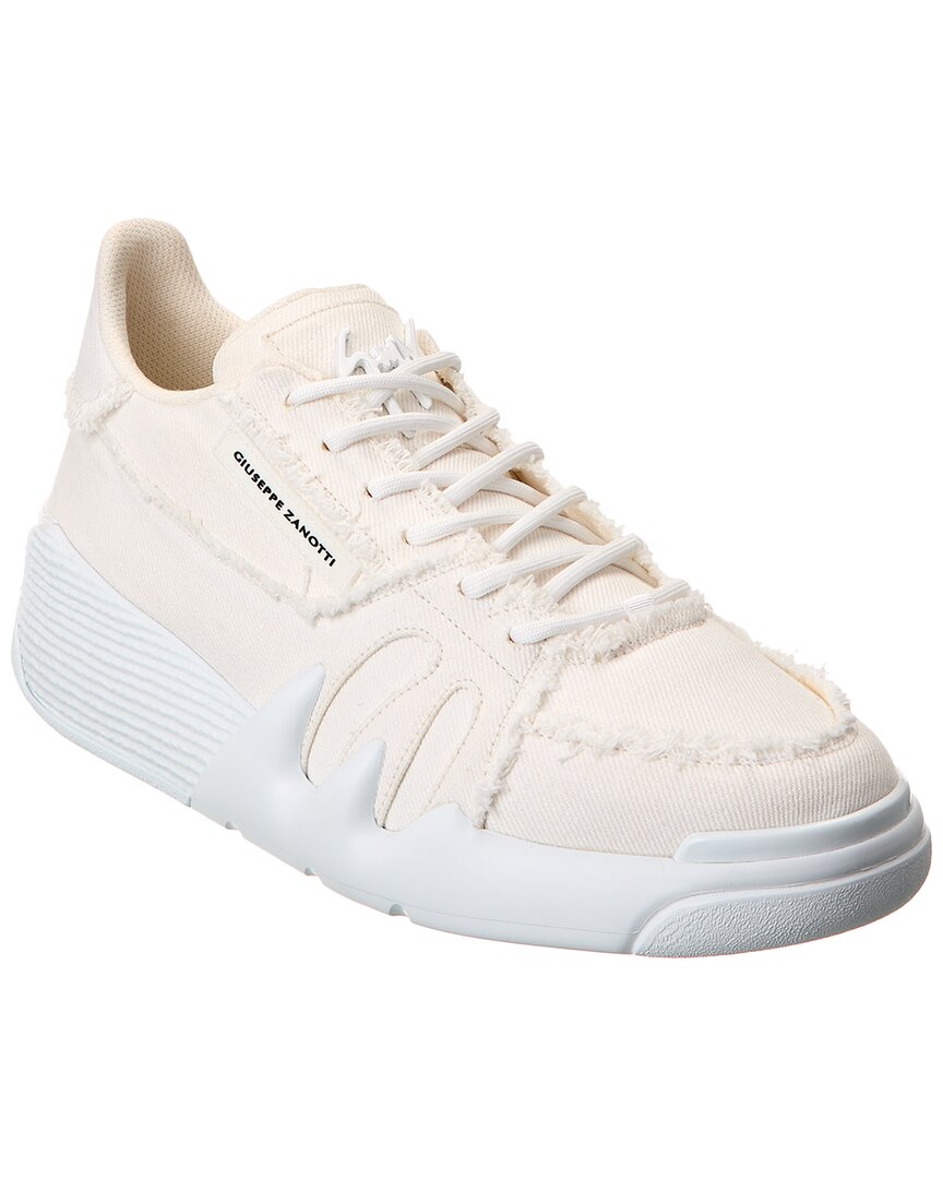 Shop Giuseppe Zanotti Talon Canvas Sneaker In White
