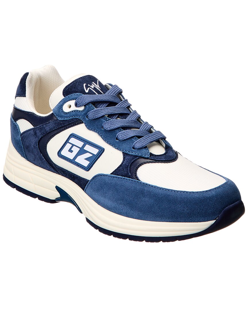 Shop Giuseppe Zanotti Gz Runner Leather & Suede Sneaker In Blue
