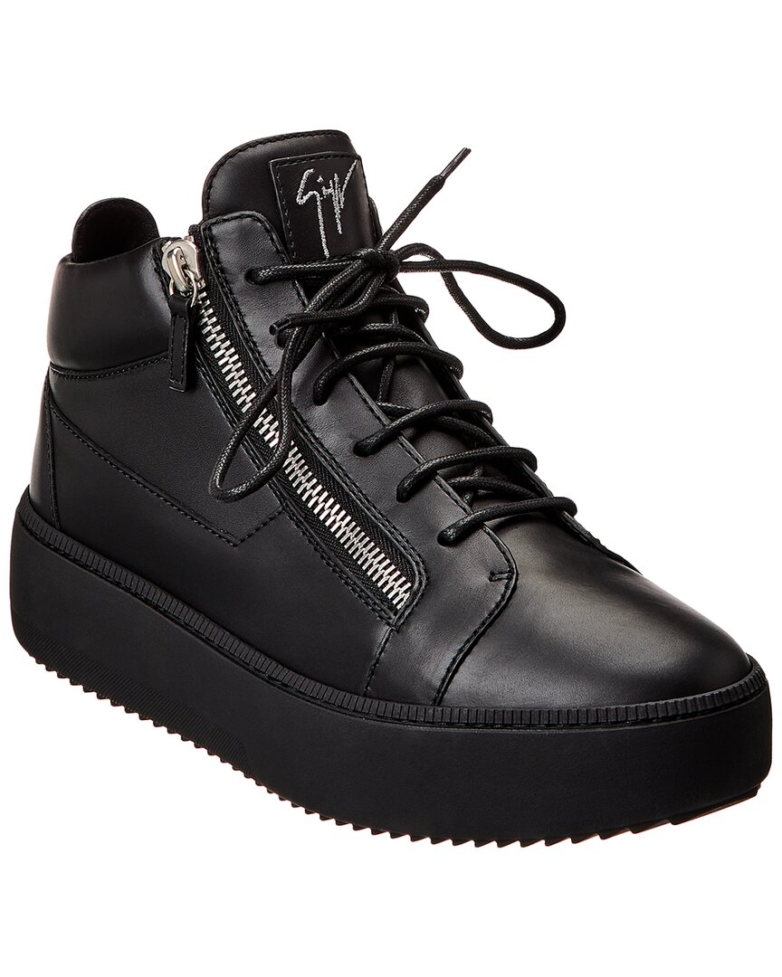 Shop Giuseppe Zanotti Zola Leather Platform Sneaker In Black