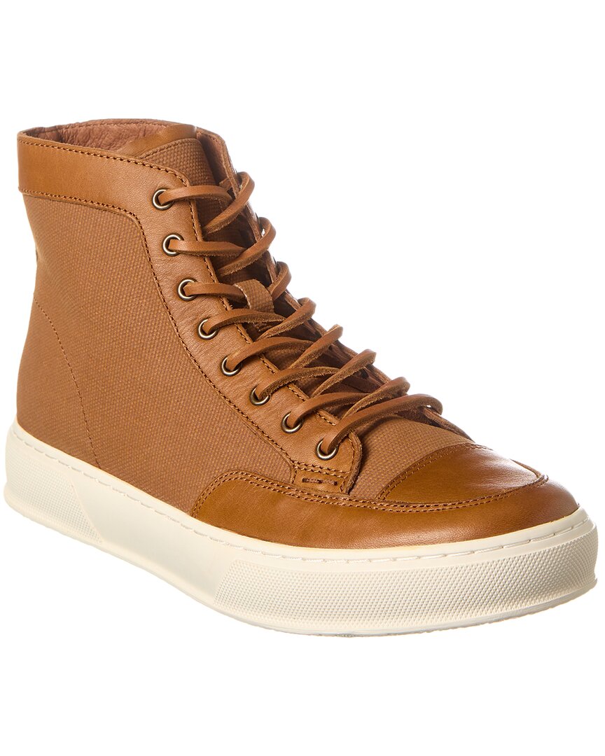 Frye Hoyt Mid Lace Leather Sneaker In Brown