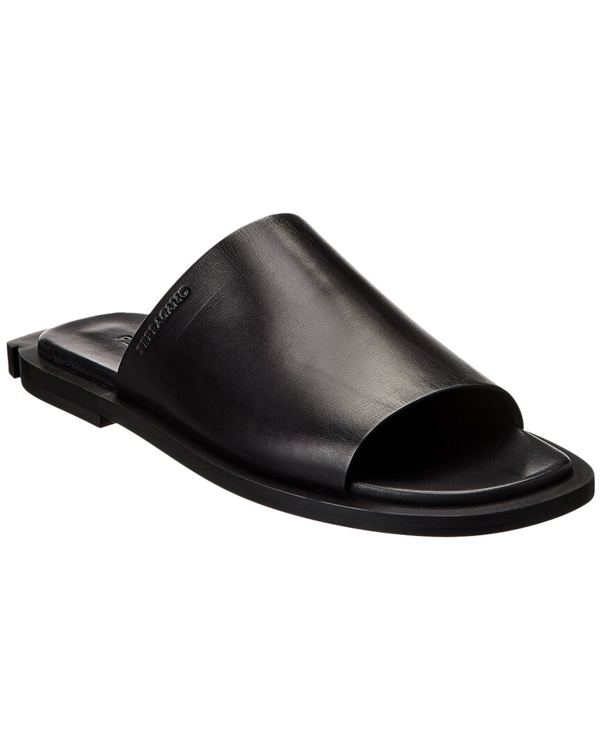 Shop Ferragamo Damien Leather Sandal In Black