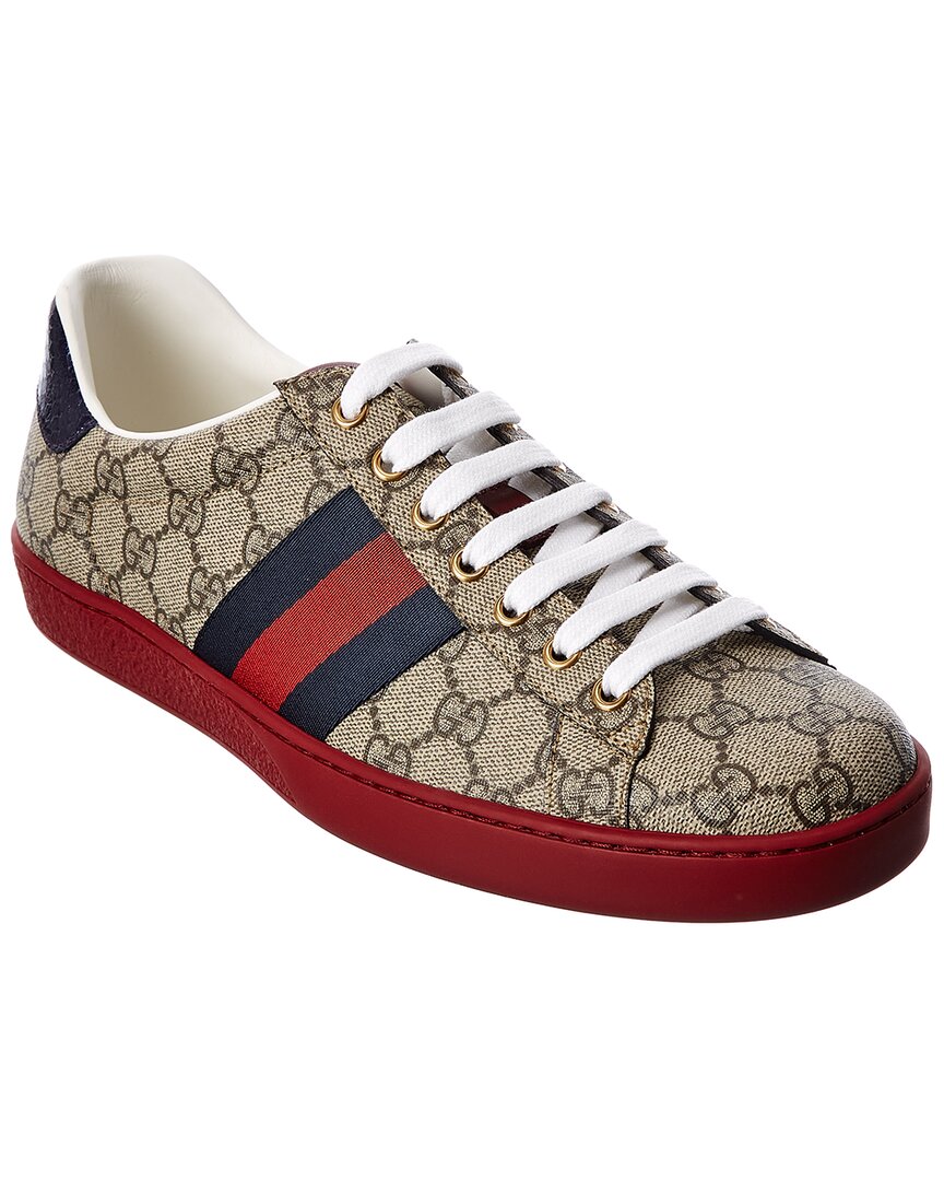 Gucci Ace Gg Supreme Canvas & Leather Sneaker In Brown
