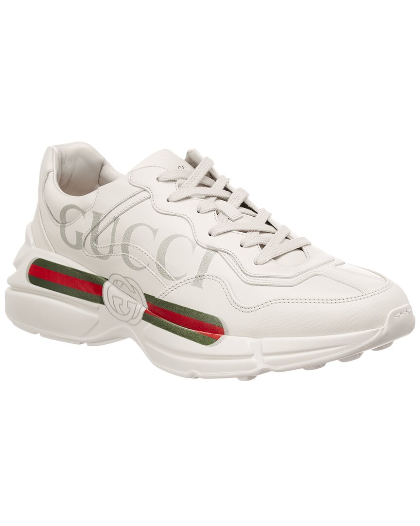 Gucci Logo Leather Sneaker In White