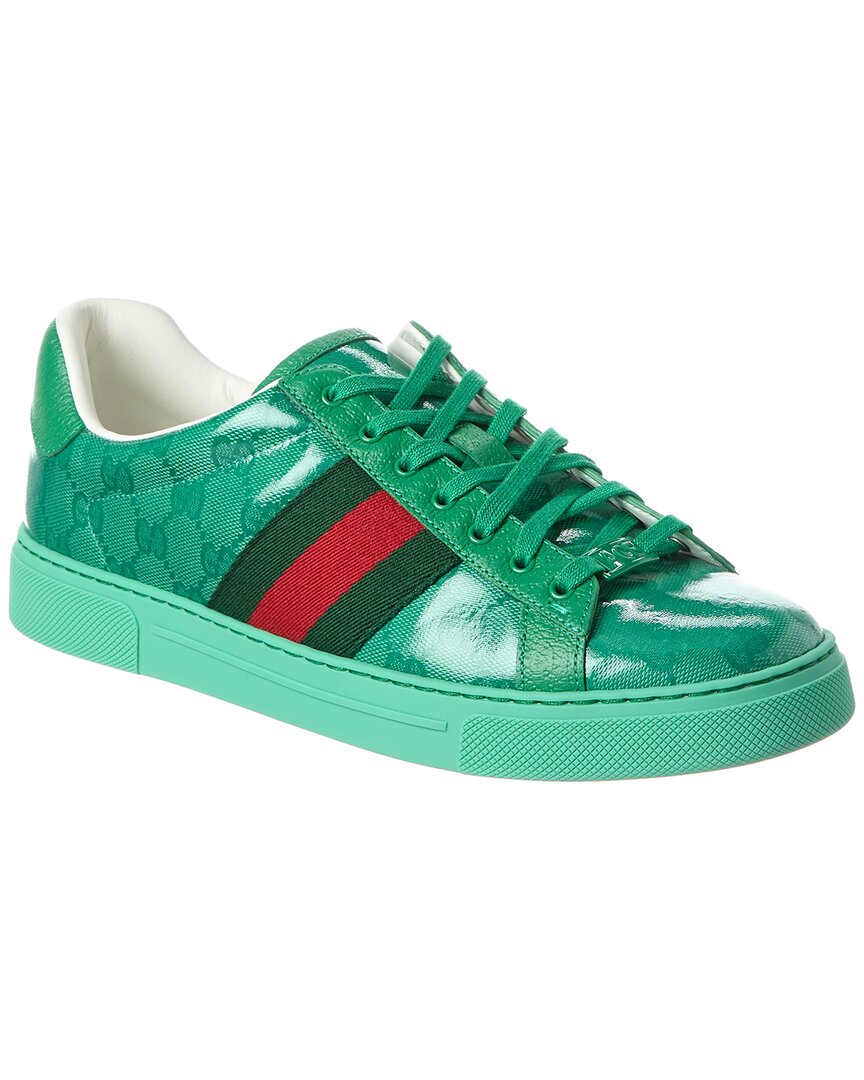 Shop Gucci Ace Gg Crystal Canvas Sneaker In Green