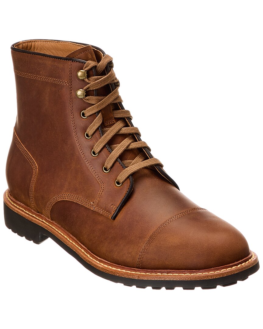 Warfield & Grand Cap Toe Leather Boot In Brown