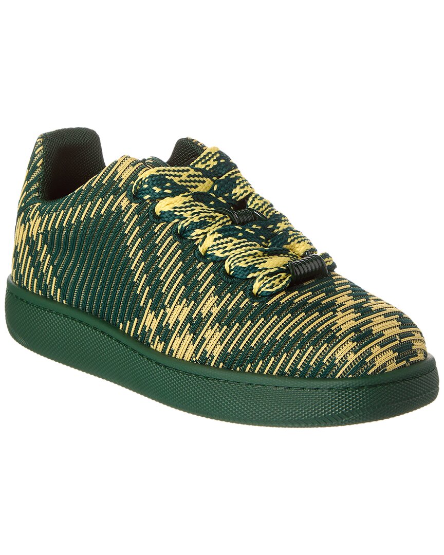 Shop Burberry Check Knit Box Sneaker In Green