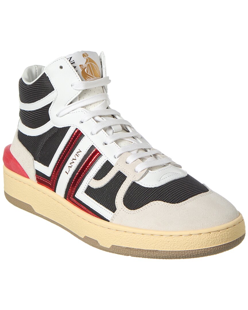 Shop Lanvin Clay Leather & Mesh High-top Sneaker In White