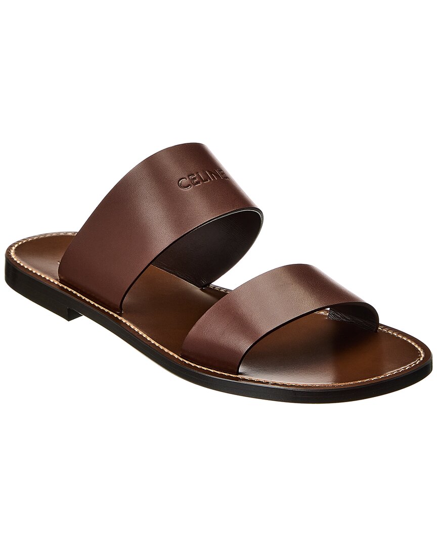 Shop Celine Lerins Leather Sandal In Brown