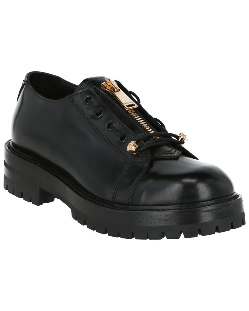Versace Leather Loafers In Black