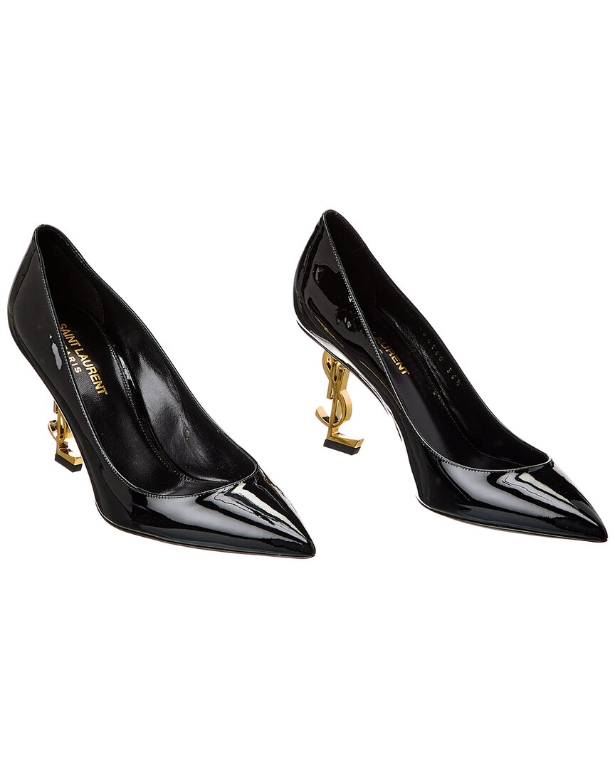 Saint Laurent 110mm Opyum Patent Ysl-heel Pumps In Black