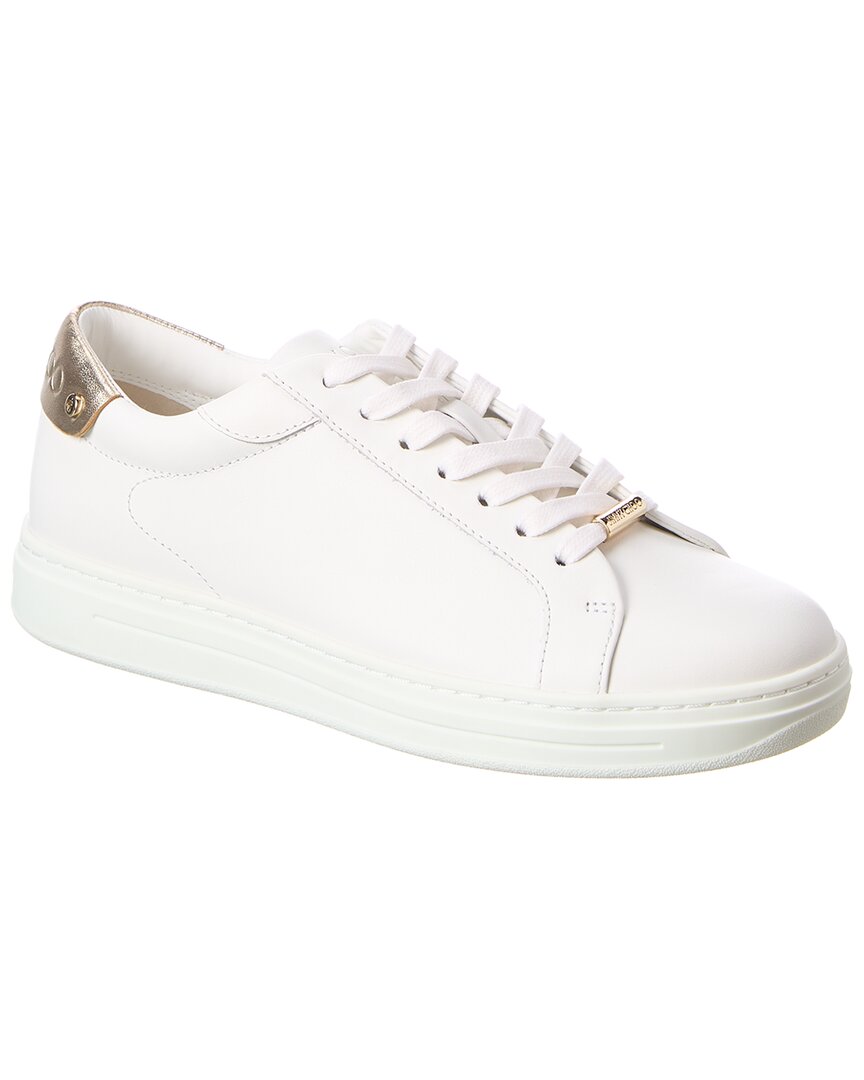Shop Jimmy Choo Rome/f Leather Sneaker In White